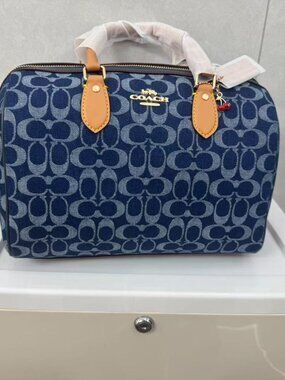 Coach Rowan Satchel Bag In Signature Denim Canvas NWT CY699